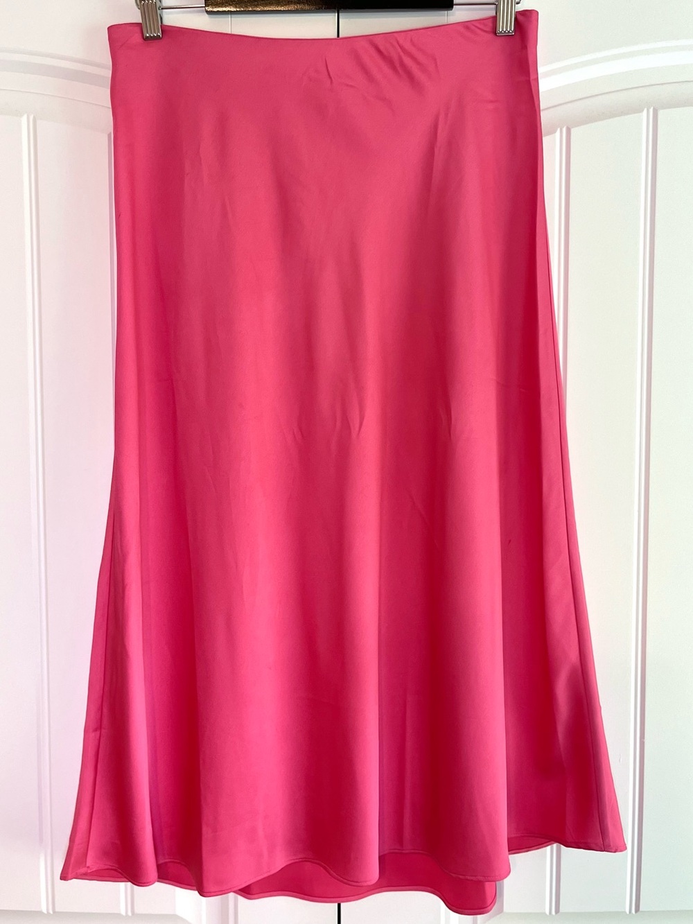J. Crew Pink Satin Midi Skirt Size Medium Spring Summer Chic Office Career